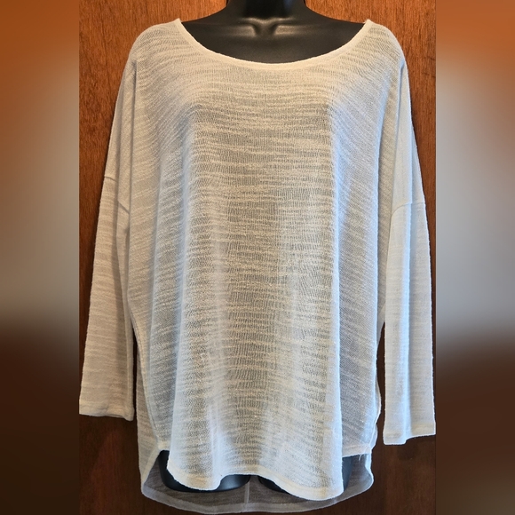 Olive & Oak White Sheer Long Sleeve Tunic/top SzL - Picture 2 of 8